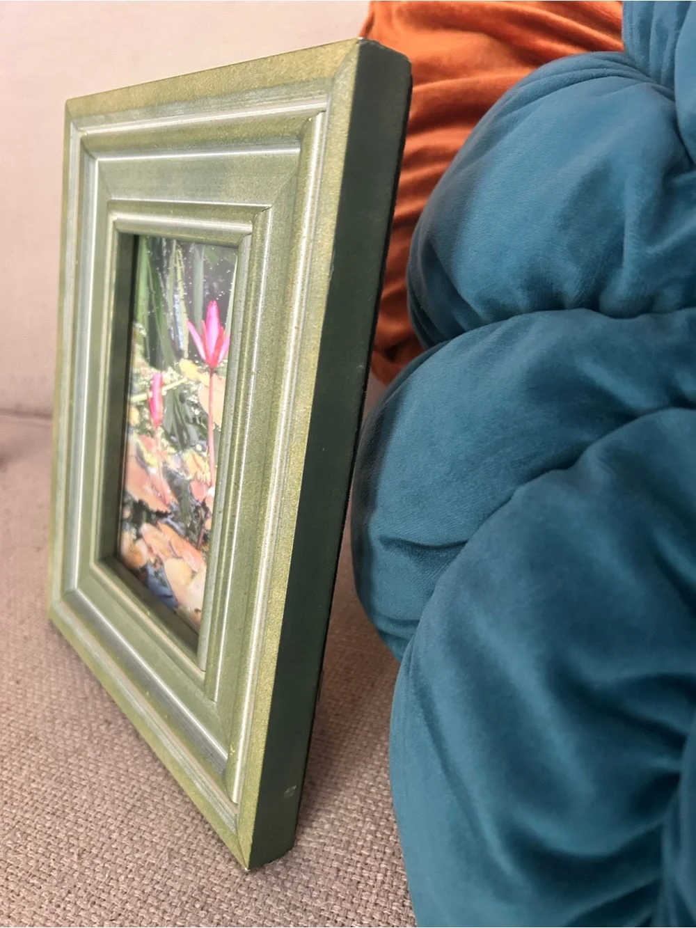 Green Wood Picture Frames Lot of 2 Home Decor Cottagecore Farmhouse Style Photo